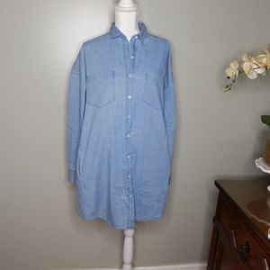 Everlane Long Sleeve Denim Shirt Dress blue Sz L
